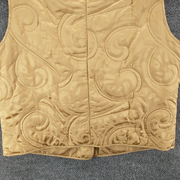 Tommy Bahama Women's Button-Up Silk Vest Tan Large 12-14 Flap Pockets Lined - Picture 10 of 14